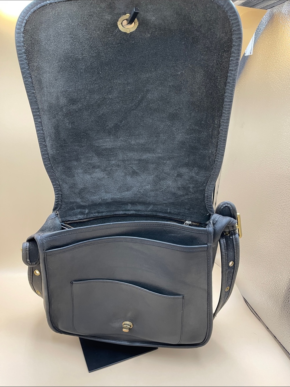 Coach Vintage Black Leather Shoulder Saddle Bag Made in NY USA RARE 5812 - Picture 2 of 11